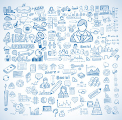 Business doodles Sketch set : infographics elements isolated,