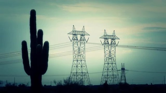 Ominous Powerlines and Cactus