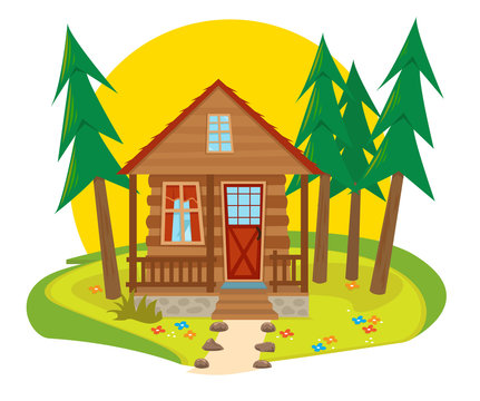 Cabin Icon - Cute cabin in the woods. Eps10
