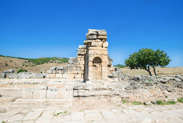 Ancient ruins in Hierapolis, Pamukkale, Turkey.