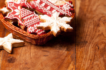 Christmas ornaments and gingerbread cookies