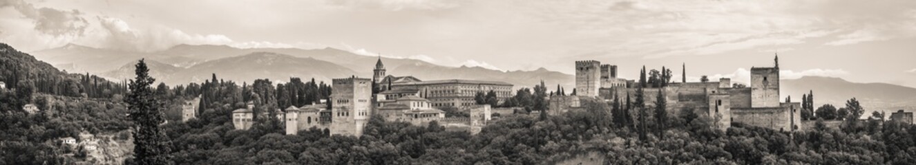 Alhambra - Panorama - _Black and White - obrazy, fototapety, plakaty