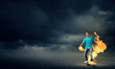 Teenager boy on skate