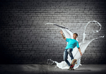 Teenager boy on skate
