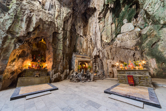 Huyen Khong Cave with shrines, Marble mountains,  Vietnam