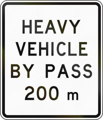 New Zealand road sign - Bypass for heavy vehicles ahead in 200 metres