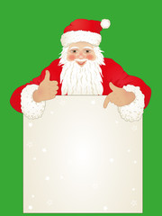 Santa Claus holding Banner with Space for Your Text,
Vector illustration, isolated on white background

