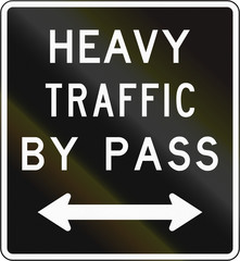 Old version of the New Zealand road sign - Bypass for heavy vehicles in either direction