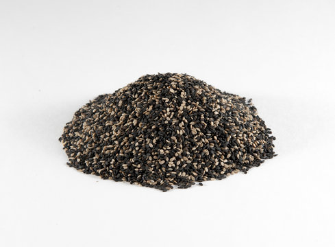 Sesame seeds on a white background