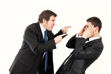 Mobbing in office isolated on white