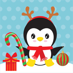 Christmas penguin vector illustration
