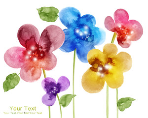 watercolor illustration flowers in simple background - 96349474