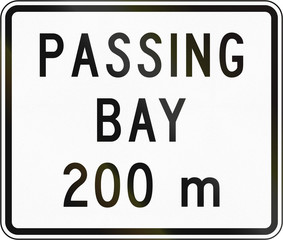 New Zealand road sign - Passing bay ahead in 200 metres