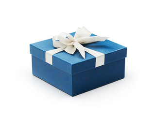 Blue gift box with white bow