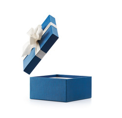 Blue Open Gift Box With White Bow
