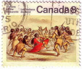 CANADA - CIRCA 1975: stamp printed by Canada, shows Subarctic Indians, circa 1975