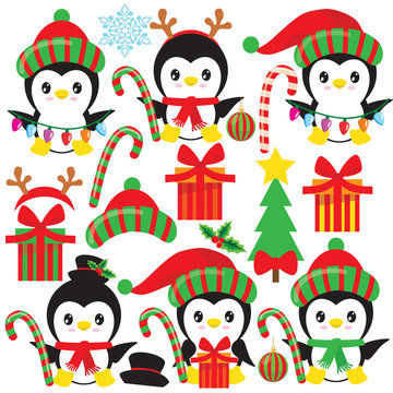 Christmas penguin vector illustration