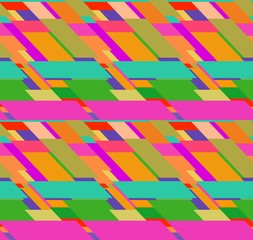 Flat colorful seamless pattern with skewed rectangles