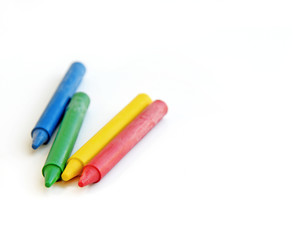 wax crayons on white background