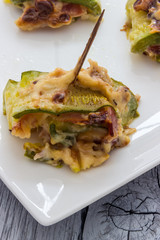 Zucchini and bacon rolls baked
