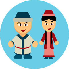 Traditional costumes icon - Kazakh, Mongol