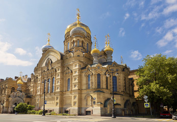 Fototapeta na wymiar Church of the assumption metochion of the Kiev-Pechersk Lavra , Vasilievsky island, St. Petersburg, Russia
