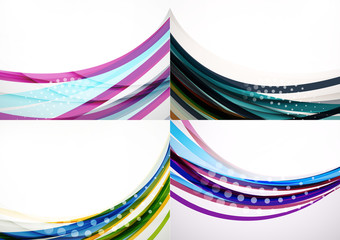 Set of abstract backgrounds. Elegant colorful decorated lines and waves with copyspace for your message