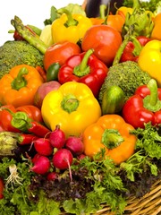 Naklejka na ściany i meble fresh vegetable basket close up