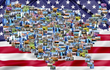 USA map collage with flag © bennymarty