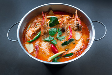 Tom Yum Goong,Thai Food on black background