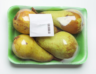 Pack of pears on white background