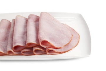 Fototapeta na wymiar ham slices in a plate