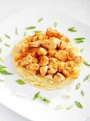 Fried chicken with potato mash