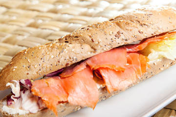 Sandwich with smoked salmon