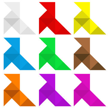 Icono plano pajarita de papel en varios colores #1