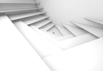 Abstract geometric background, white stairs 3d