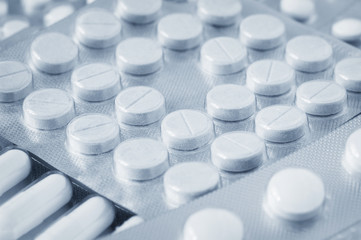 Pills in blister pack closeup