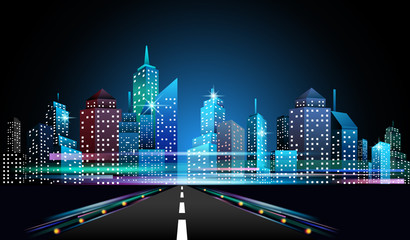 Night cityscape skyline