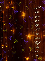 Christmas background. Night, the stars and garlands