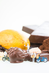 Miniature pastry chefs and chocolate sweets