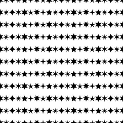 Seamless black and white decorative vector background with stars