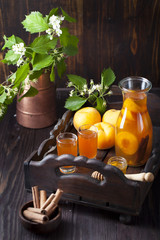 Apricot and cinnamon homemade liquor 