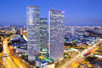 Fototapeta na wymiar Tel Aviv Cityscape At Twilight