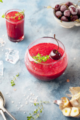 Cherry cold soup, gaspacho, gazpacho, smoothie in a glass