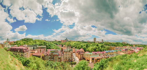 Kiev, the Capital of Ukraine. Panorama of the city Kyiv. Vozdvizhenka and Gonchara street.