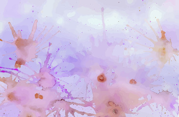 Obraz premium Watercolor vector purple background with splashes of crimson 