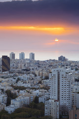 Naklejka premium Tel Aviv Cityscape At Sunset