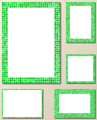 Green pixel mosaic page border set