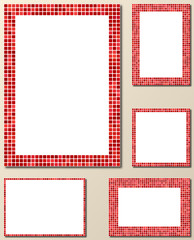 Red pixel mosaic page border template set