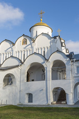 Fototapeta na wymiar Cathedral at St. Pokrovsky Monastery was built 16th century in Suzdal. Golden Ring Travel of Russia